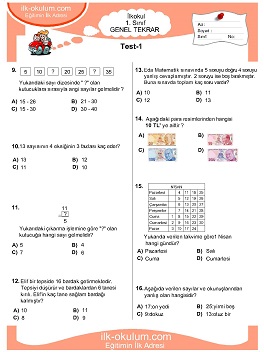 ilkokul 1. Sınıf Genel Tekrar Testleri 